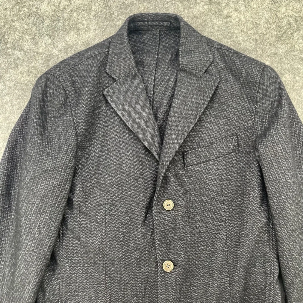 Corneliani CC Collection Blazer Men US 40R EU50 Gray Herringbone Wool Blend Coat